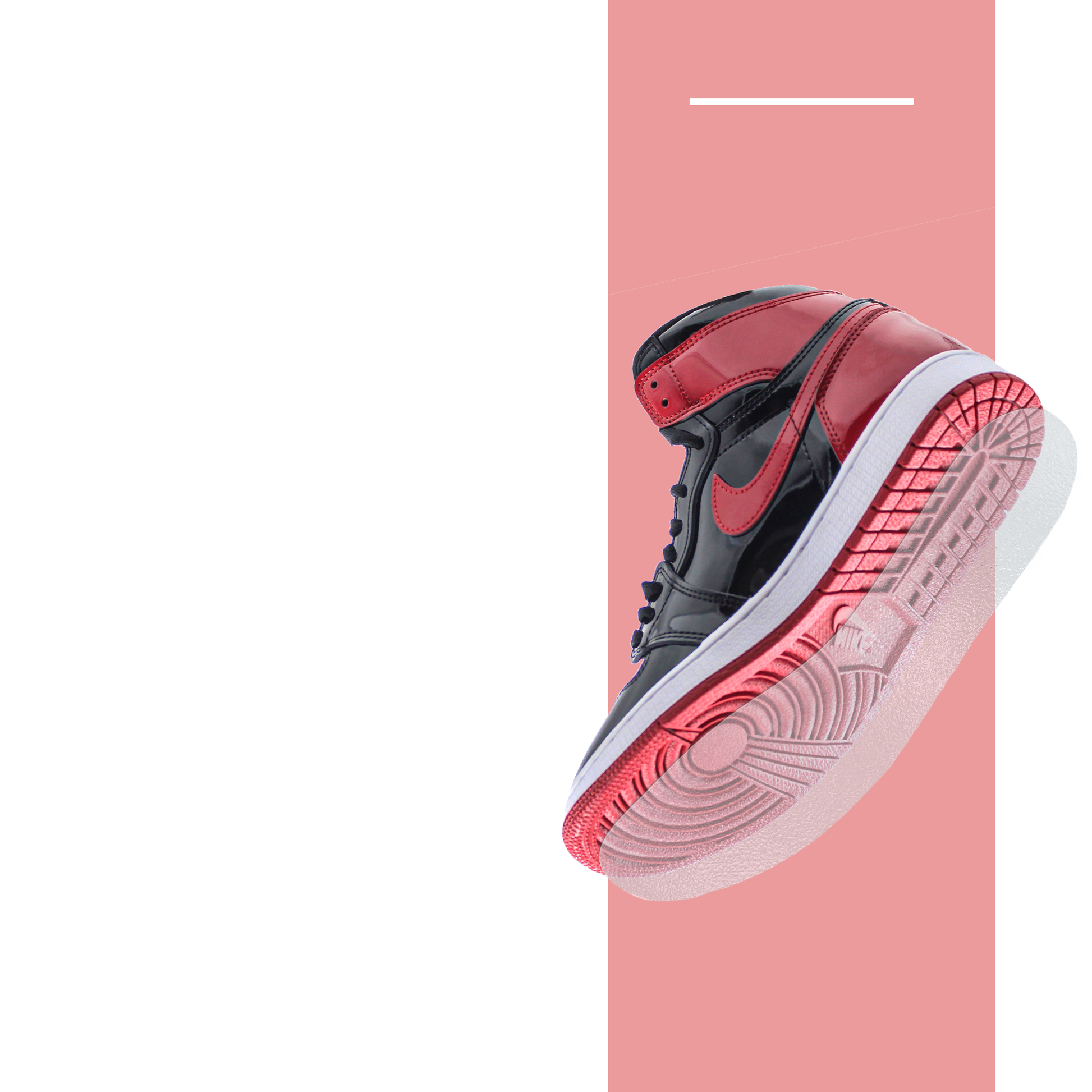 A red and black Nike high-top sneaker with a pink sole is shown over a pink stripe, featuring the Sole Guard Jordan 1 Traction Sole Guard 3 Pack for stylish protection.