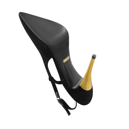 Experience the elegance of Gucci High Heel Pump Sole Guard, featuring a gold stiletto heel and sleek, curved design. This exquisite pair boasts luxurious leather soles, ensuring both style and durability with every step.