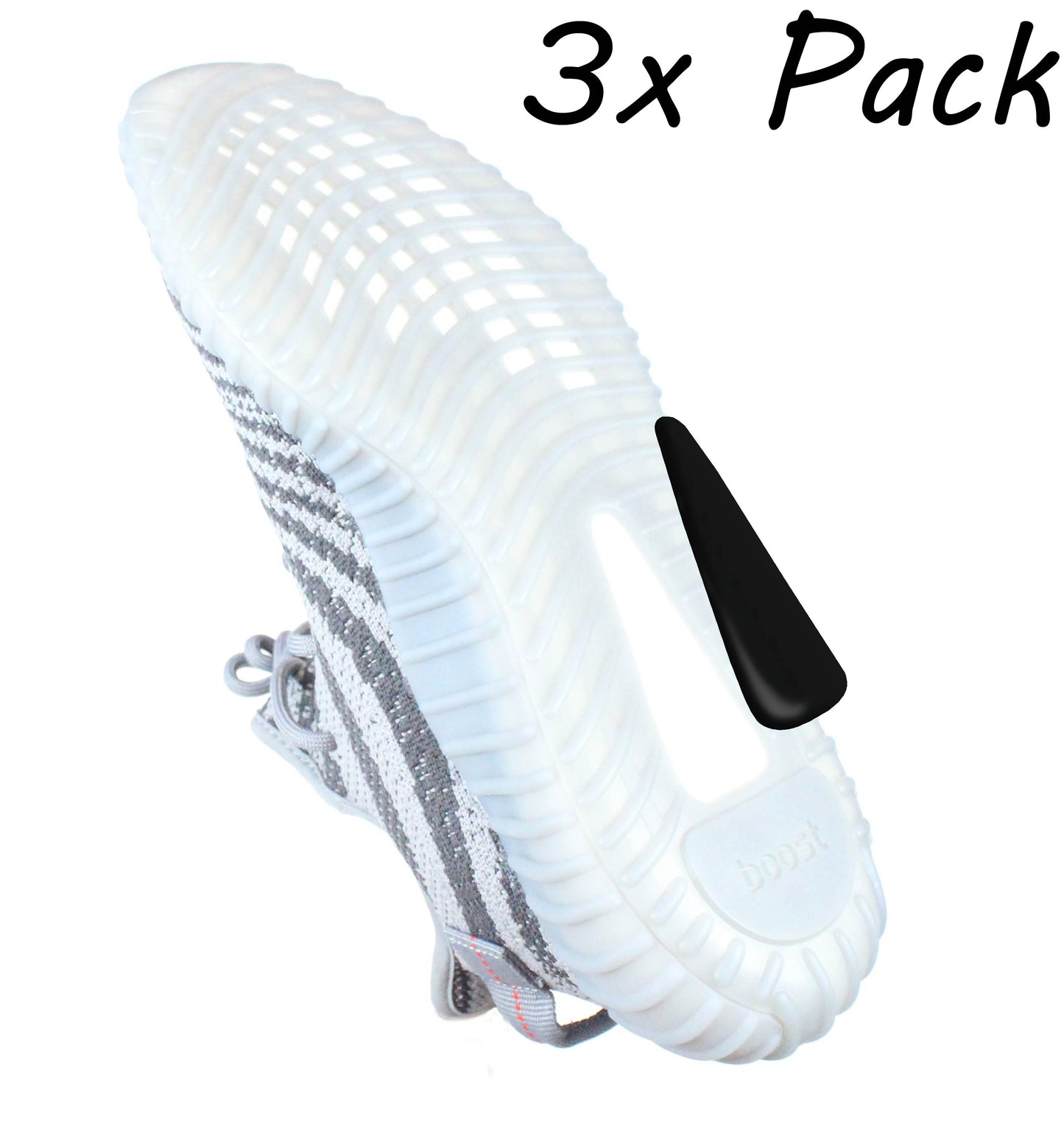 The Adidas Boost Guard 3 Pack sneaker sole includes a black heel protector with strong Sole Guard technology for enhanced protection, plus "3x Pack" in the top right corner.