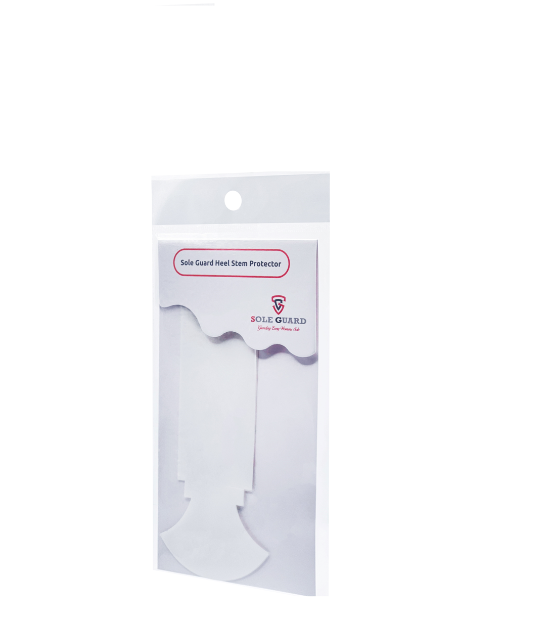 Clear pack of Heel Stem Protector 3 Pack with a red label on white packaging, offering ultimate durability and invisible protection.